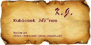 Kubicsek János névjegykártya